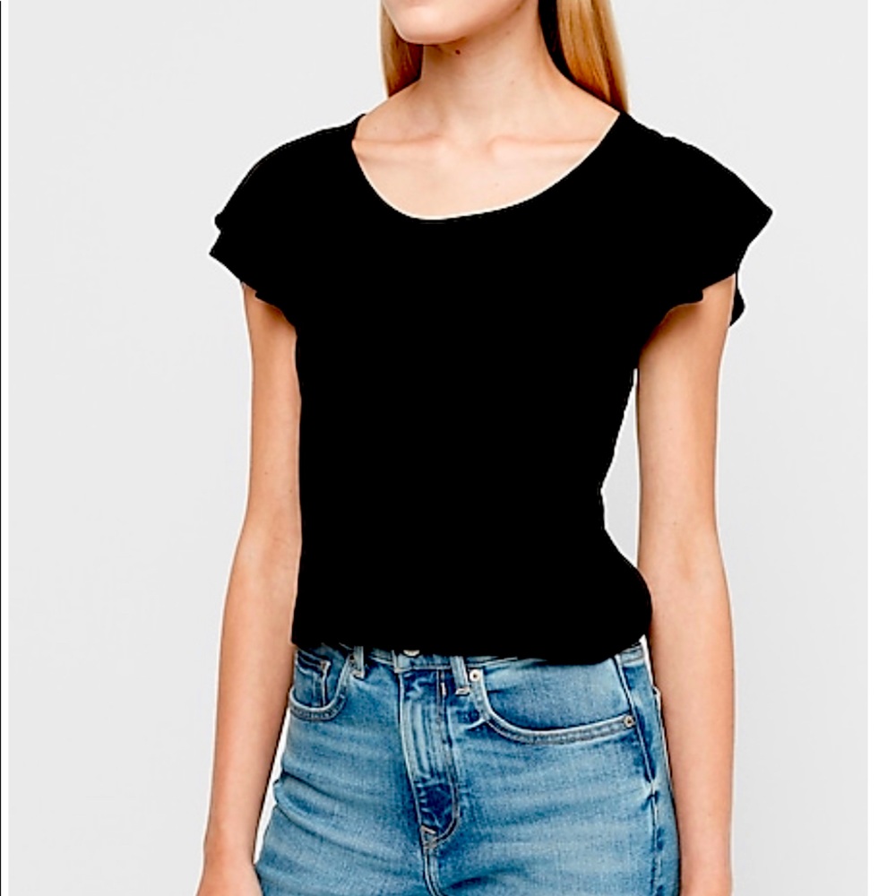 Express Flutter sleeve scoop blouse